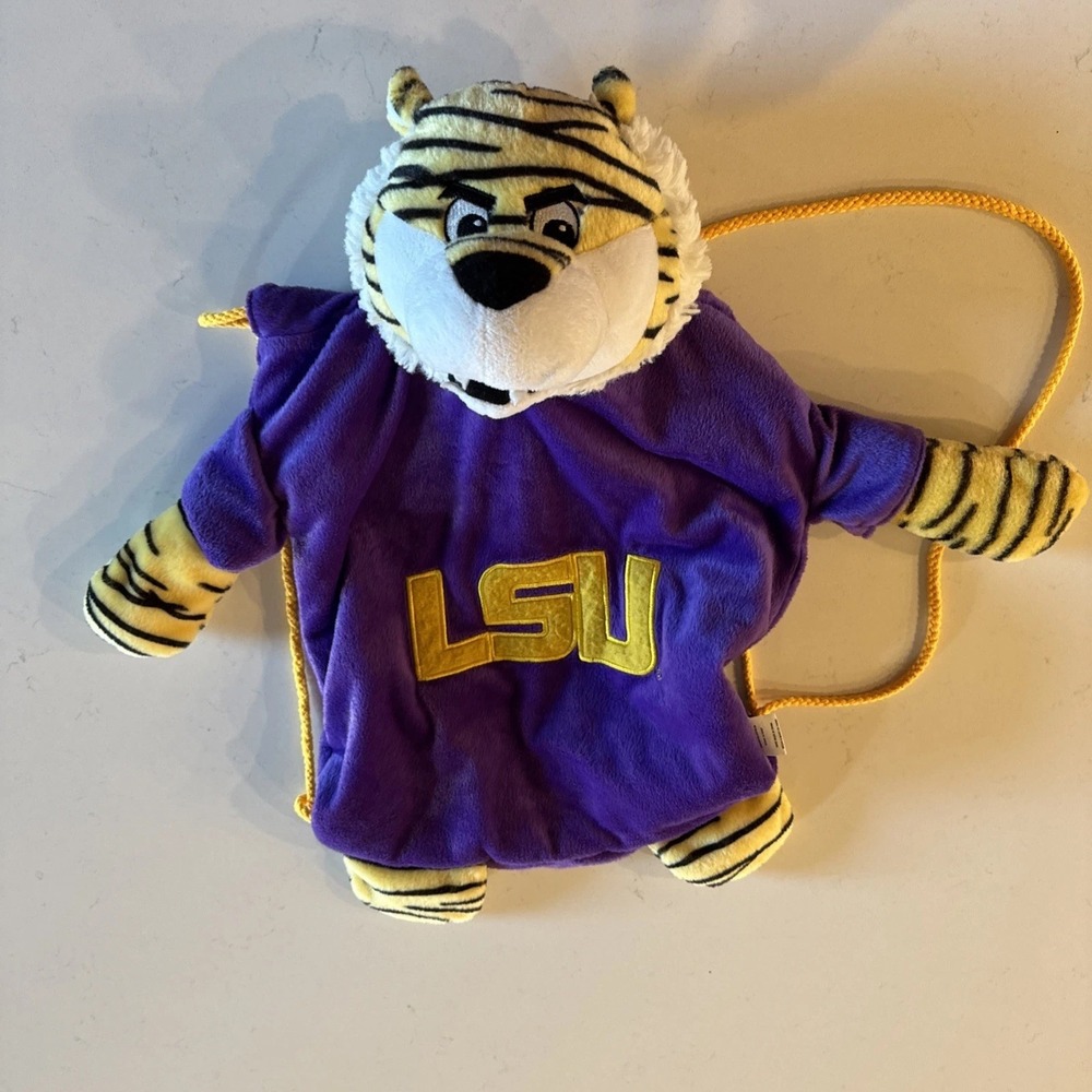 LSU Tigers Mascot Plush Cinch Bag Backpack‎ / Purse  NCAA College SEC EUC